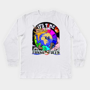 Save The Planet - It's Time To End Fossil Fuels - Free Renewable Energy Illustration Kids Long Sleeve T-Shirt